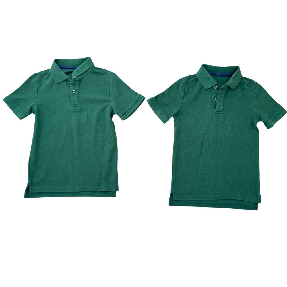 Wonder Nation Boys Hunter Green Short Sleeve Polo Shirts Set of 2 Size S‎ 6-7